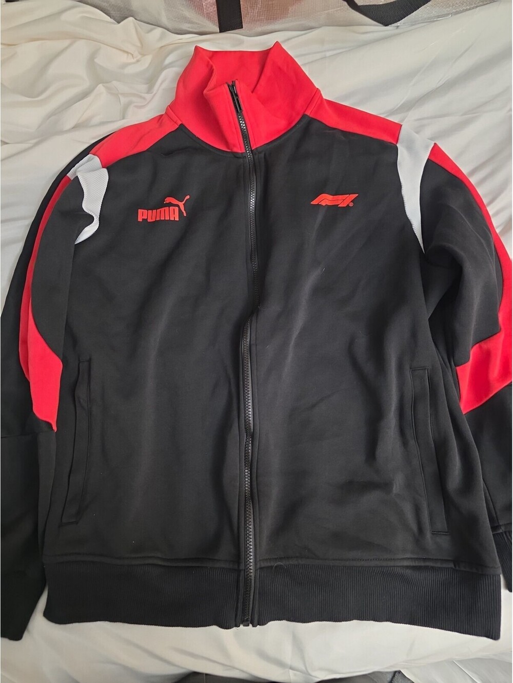 Puma F1 Formula 1 MT7 Motorsport Track Jacket Black Red Full Zip Men's